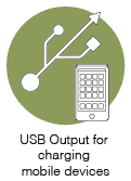 USB Output for charging mobile devices